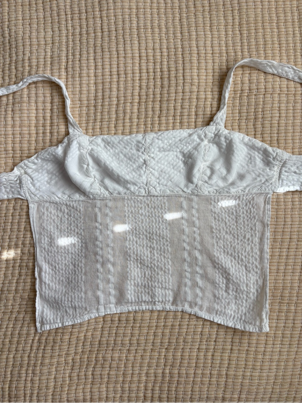 Urban Outfitters White Linen Tie Open Back Tank Top